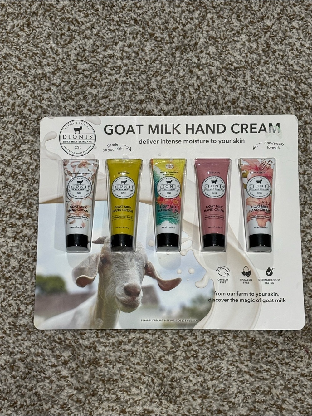Dionis Goat Milk Hand Cream Variety Pack - Multi-Color Scented Tubes